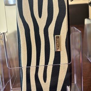 Furla Black and Cream Animal Print Wallet